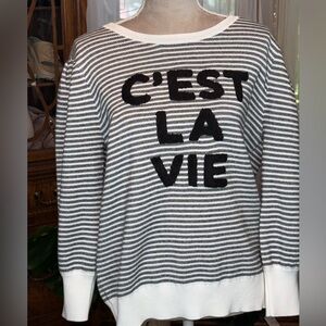 Karl Lagerfeld Black and White Crew Neck Sweater